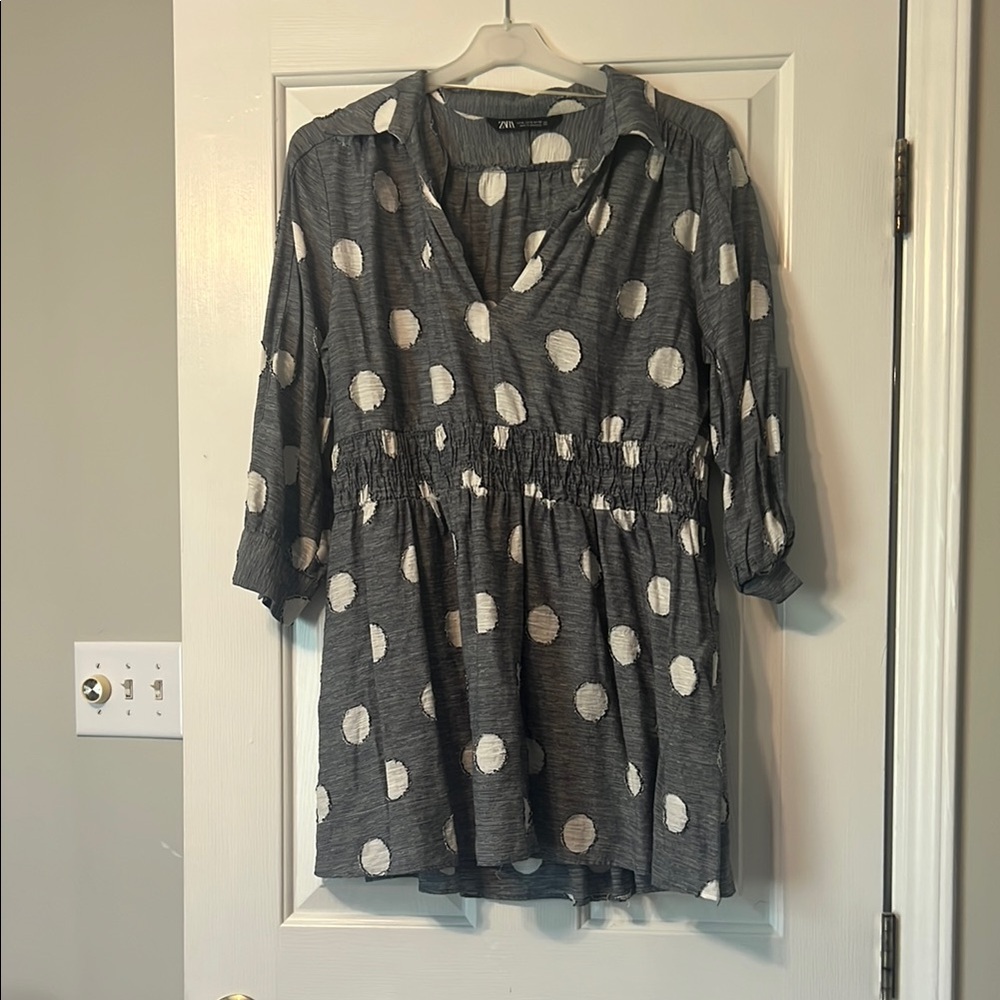 ZARA Gray Polka Dot dress - size XL